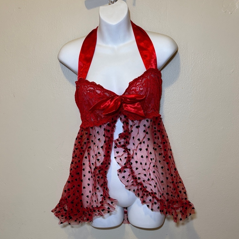 Dreamgirl Red and Black Lace Chemise